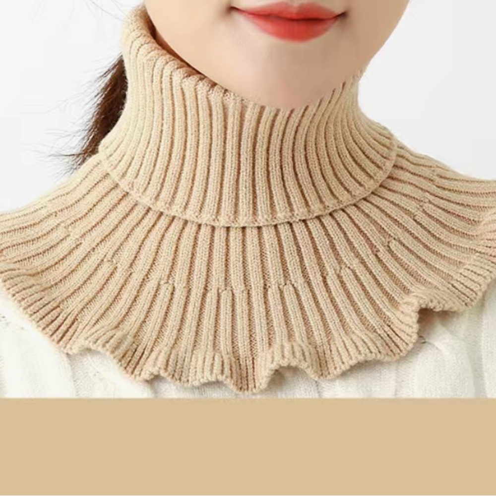 Knitted scarf warm neck uni size color khaki